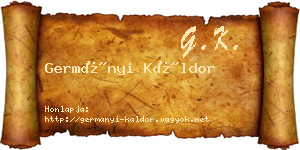 Germányi Káldor névjegykártya